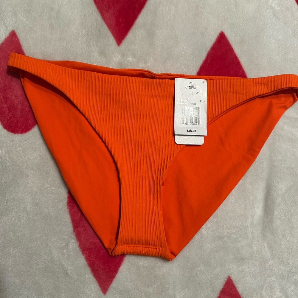 NWT L*SPace Camacho Ribbed Bikini Bottom Full in Poppy Orange - Picture 6 of 8